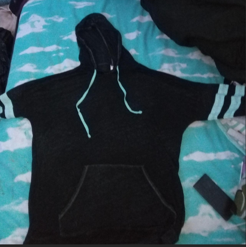 No Boundaries Charcoal Hoodie with Aqua Accents